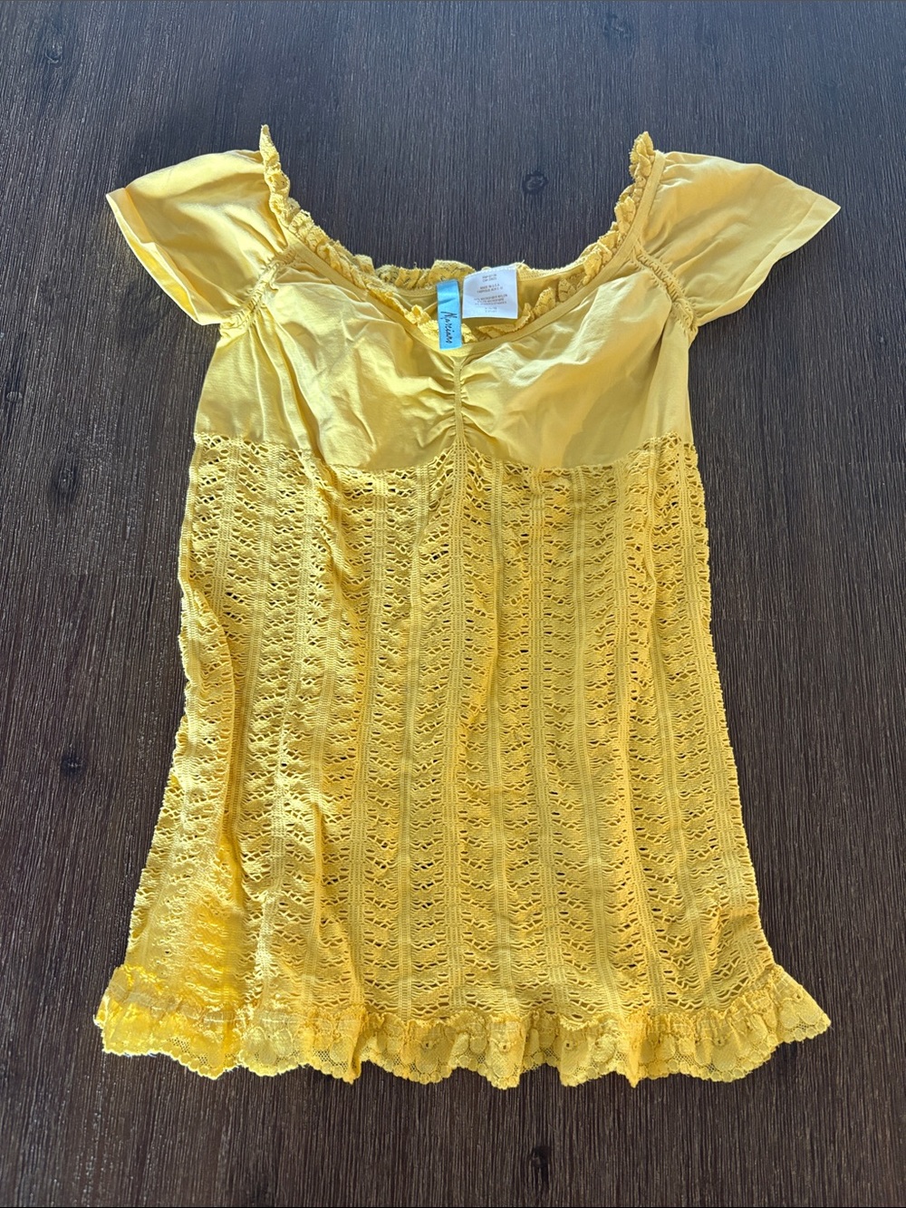 Marciano Yellow Crochet-Detail Women's Top